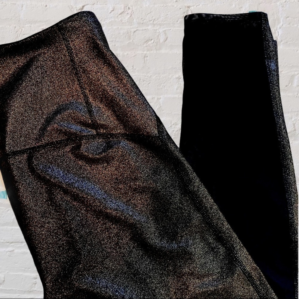 Joy Lab Black Metallic Silver Sheer Calf Leggings Yoga Pants